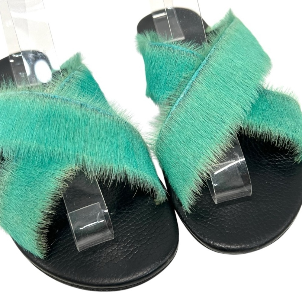 Avec Moderation St. Tropez Ponyhair Emerald Crossover Slide Sandals Women’s 39.5 - Picture 5 of 12